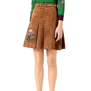 Gucci Horsebit Leather Suede Mini Skirt